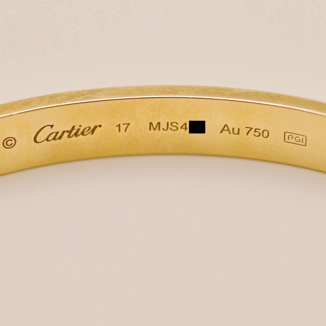 Cartier Love Cuff Bracelet 18K Yellow Gold Size 17