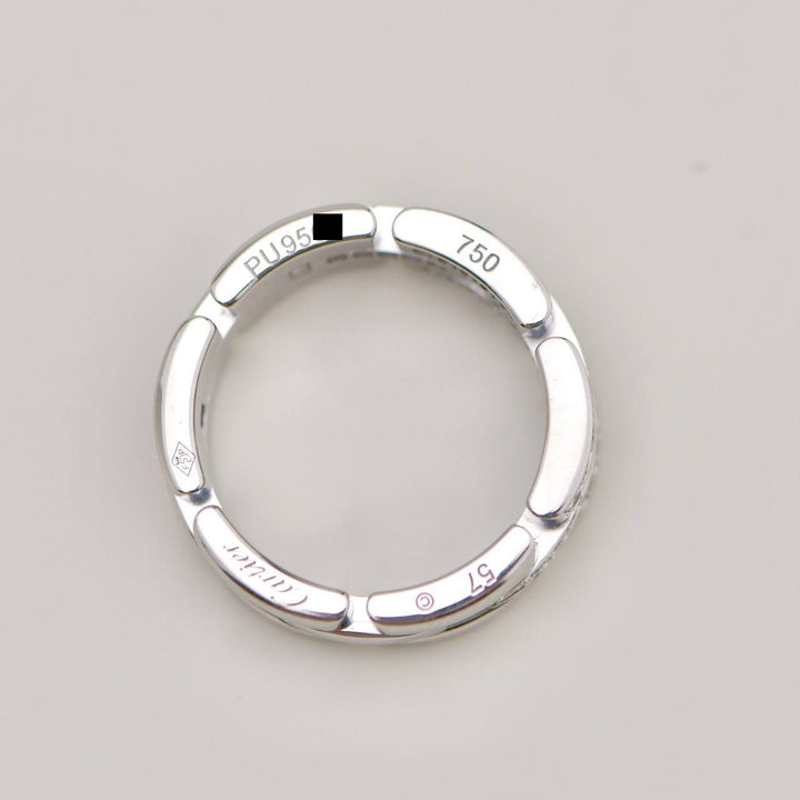 Cartier Maillon Panthère 3-Row Half Pavé Diamond Ring 18K White Gold Size 57