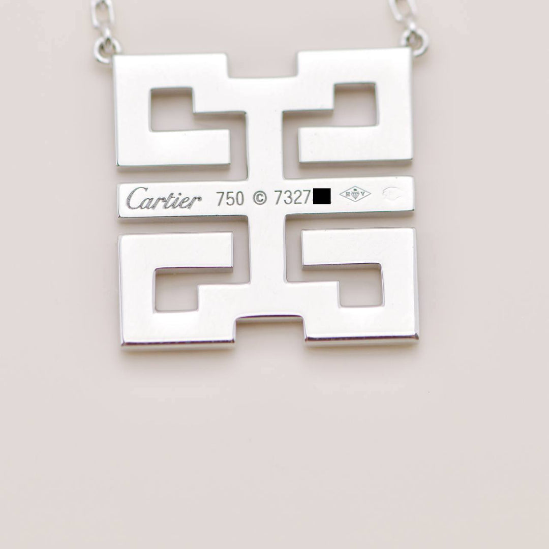 Cartier Baiser Du Dragon Pendant Necklace Diamond 18K White Gold