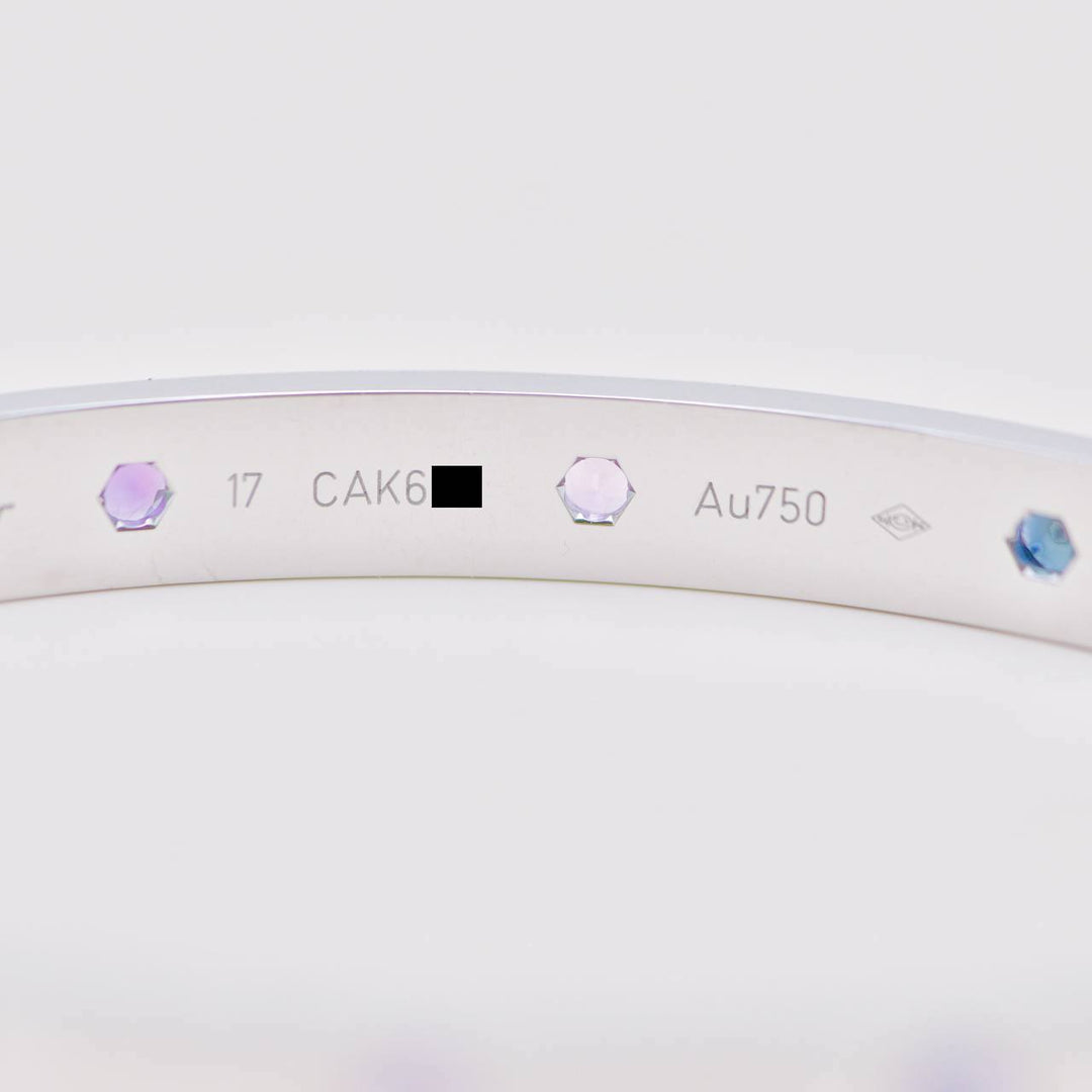 Cartier Love Bracelet Multi Gem 18K White Gold Size 17