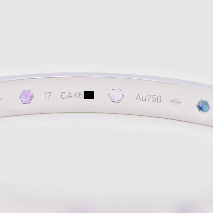 Cartier Love Bracelet Multi Gem 18K White Gold Size 17