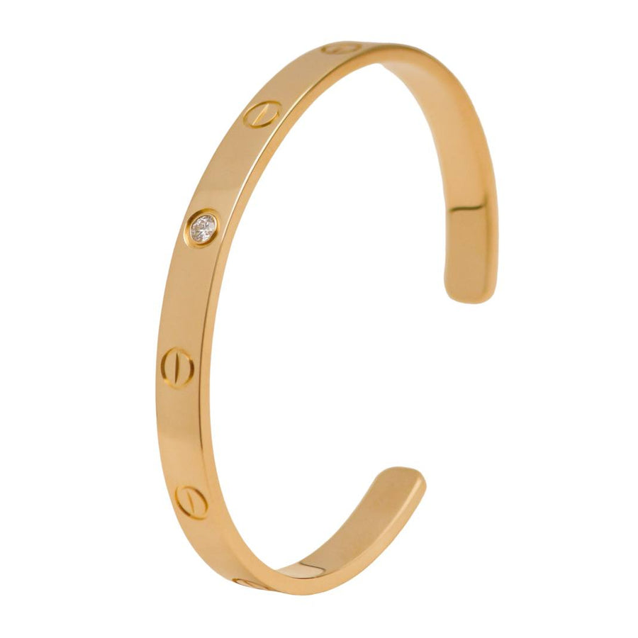 Authentic Preloved Cartier Love Cuff Bracelet One Diamond 18K Yellow Gold Size 18
