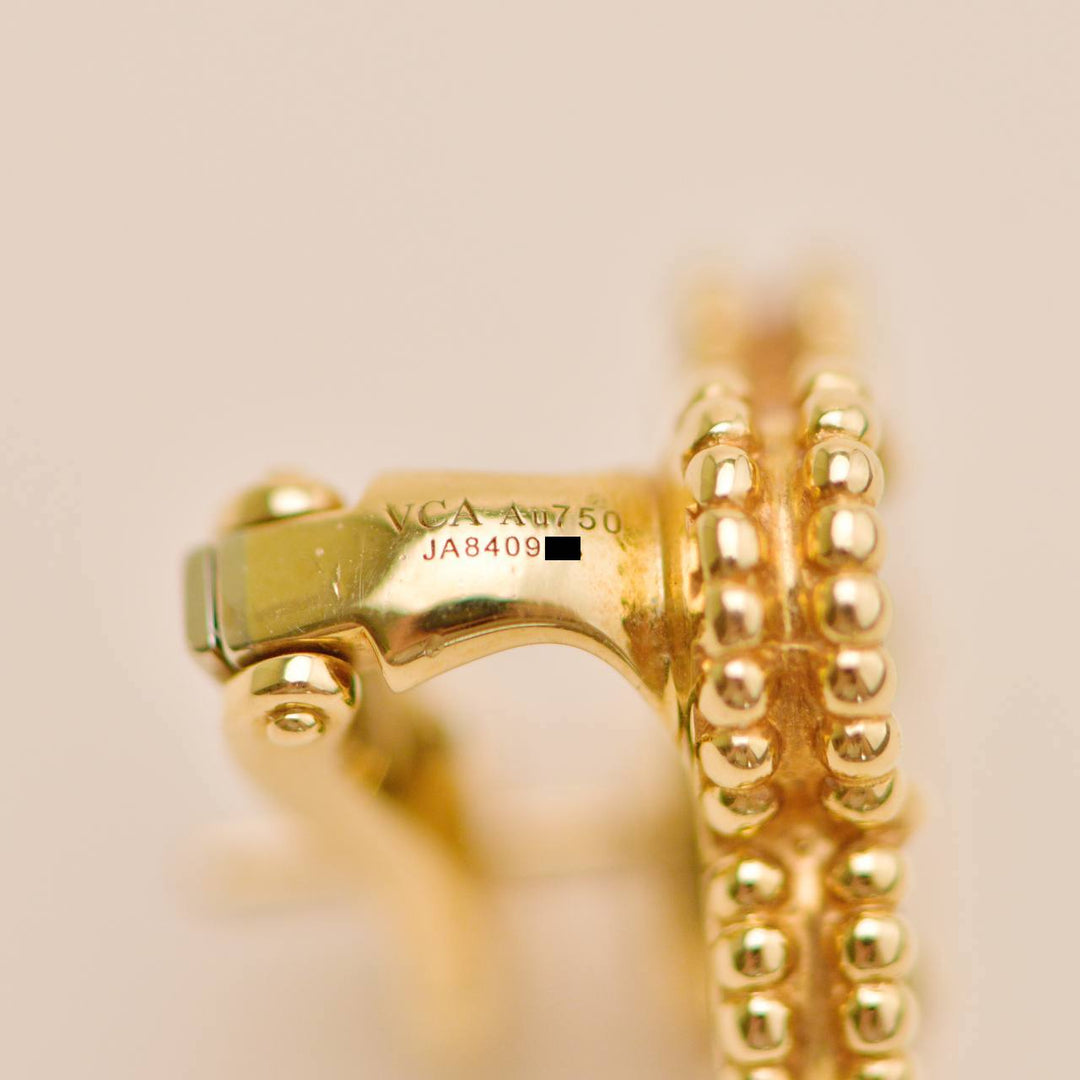 Van Cleef & Arpels Vintage Alhambra Malachite Earrings 18K Yellow Gold