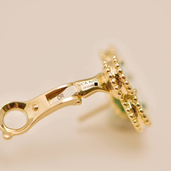 Van Cleef & Arpels Vintage Alhambra Turquoise Earrings 18K Yellow Gold