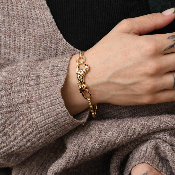 Preloved Authentic Cartier Panthère Bracelet Diamond and Tsavorite 18K Yellow Gold