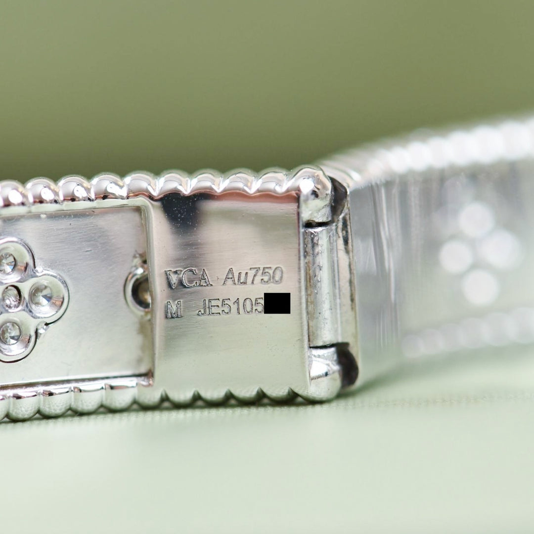 Preowned Authentic Van Cleef & Arpels Perlée Clovers Bracelet Diamond 18K White Gold Size M