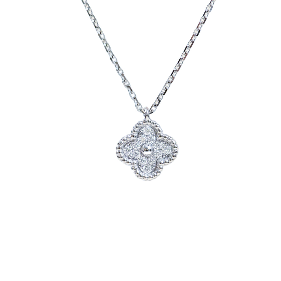 Preloved Van Cleef & Arpels Sweet Alhambra Diamond 18K White Gold Necklace