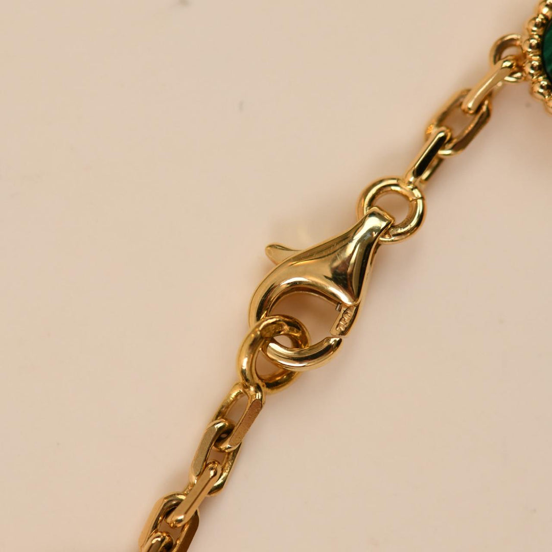 Preowned Authentic VCA Vintage Alhambra Malachite 20 Motif Necklace