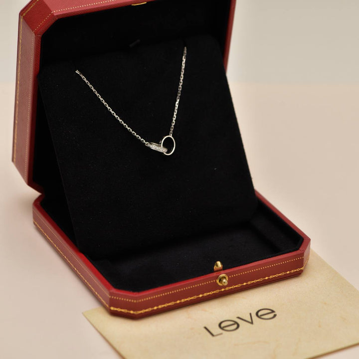 Preowned Authentic Cartier Love Diamond Pendant Necklace 18K White Gold