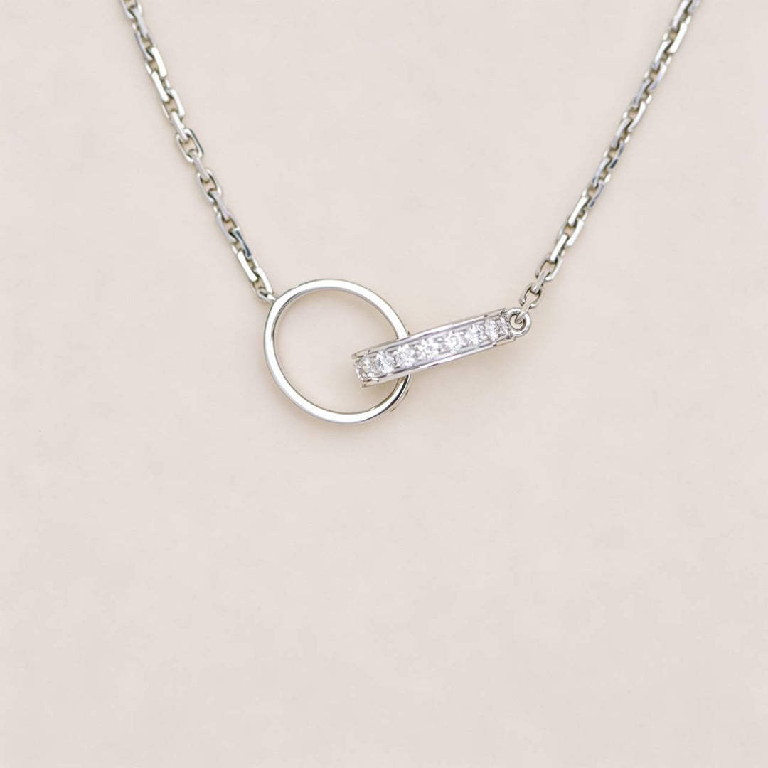Second Hand Authentic Cartier Love Diamond Pendant Necklace 18K White Gold
