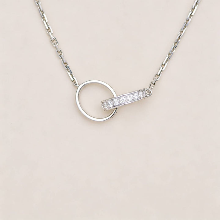 Second Hand Authentic Cartier Love Diamond Pendant Necklace 18K White Gold