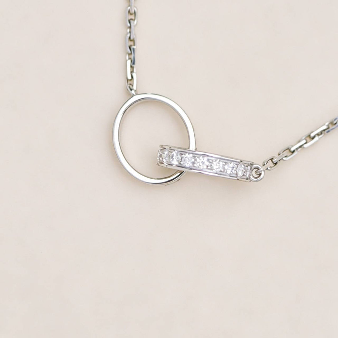 Authentic Cartier Love Diamond Pendant Necklace 18K White Gold