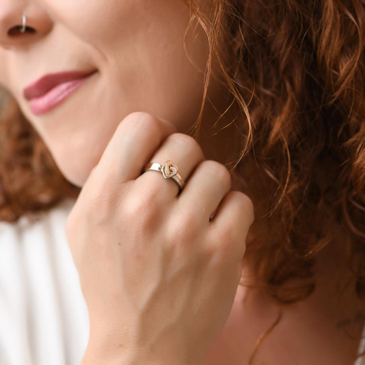 Authentic Cartier Double Heart Ring 18K White & Rose Gold