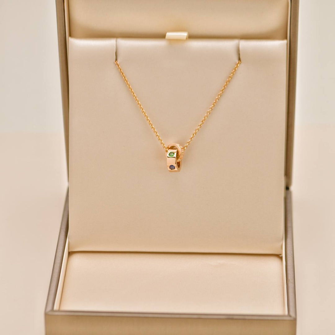 Bvlgari Roman Sorbet Pendant Necklace Sapphire Tsavorite 18K Rose Gold