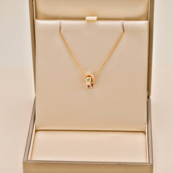 Bvlgari Roman Sorbet Pendant Necklace Sapphire Tsavorite 18K Rose Gold