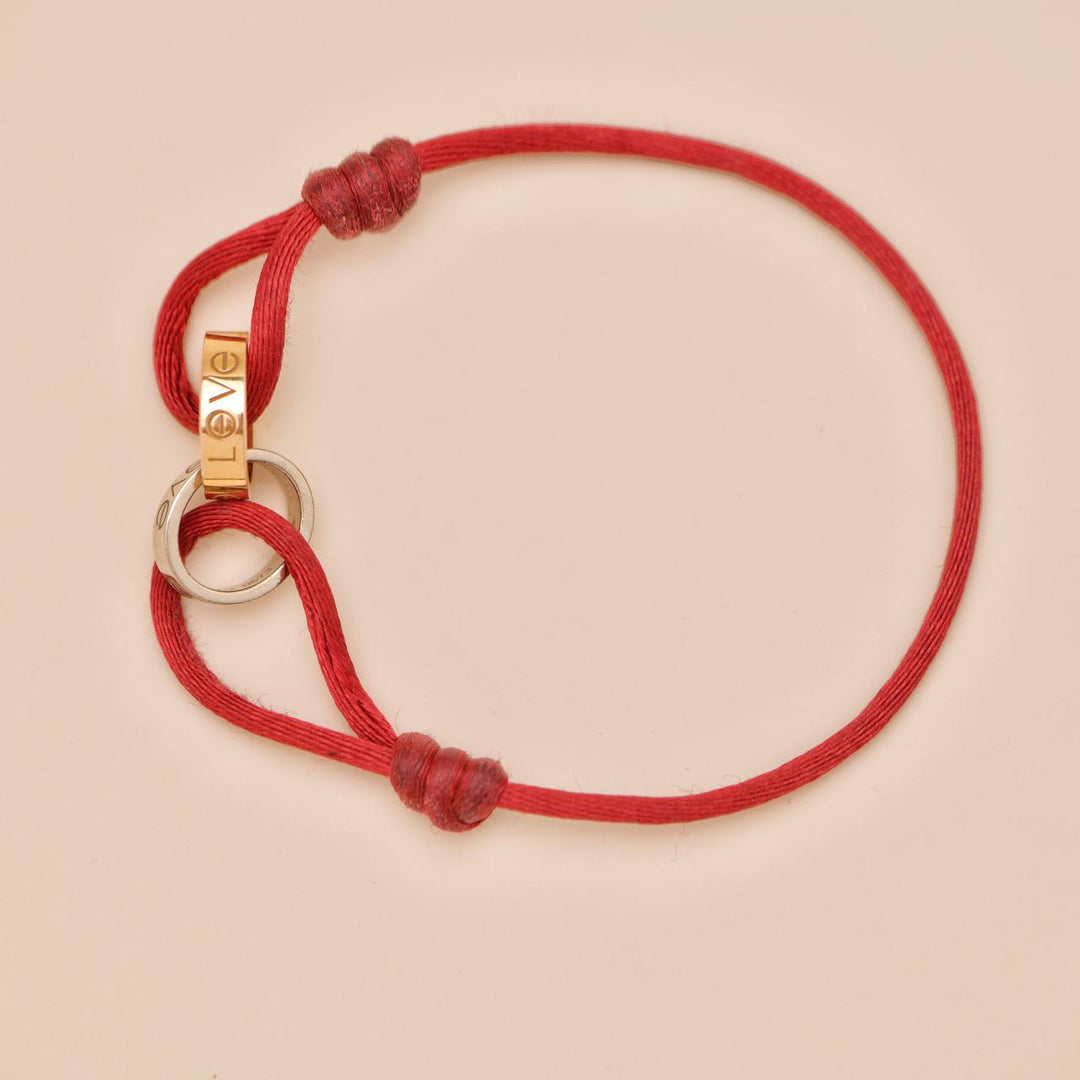 Second Hand Authentic Cartier Love Cord Bracelet 18K White and Rose Gold