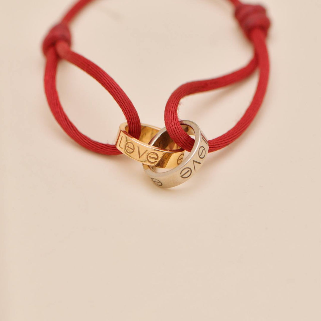 Authentic Cartier Love Cord Bracelet 18K White and Rose Gold