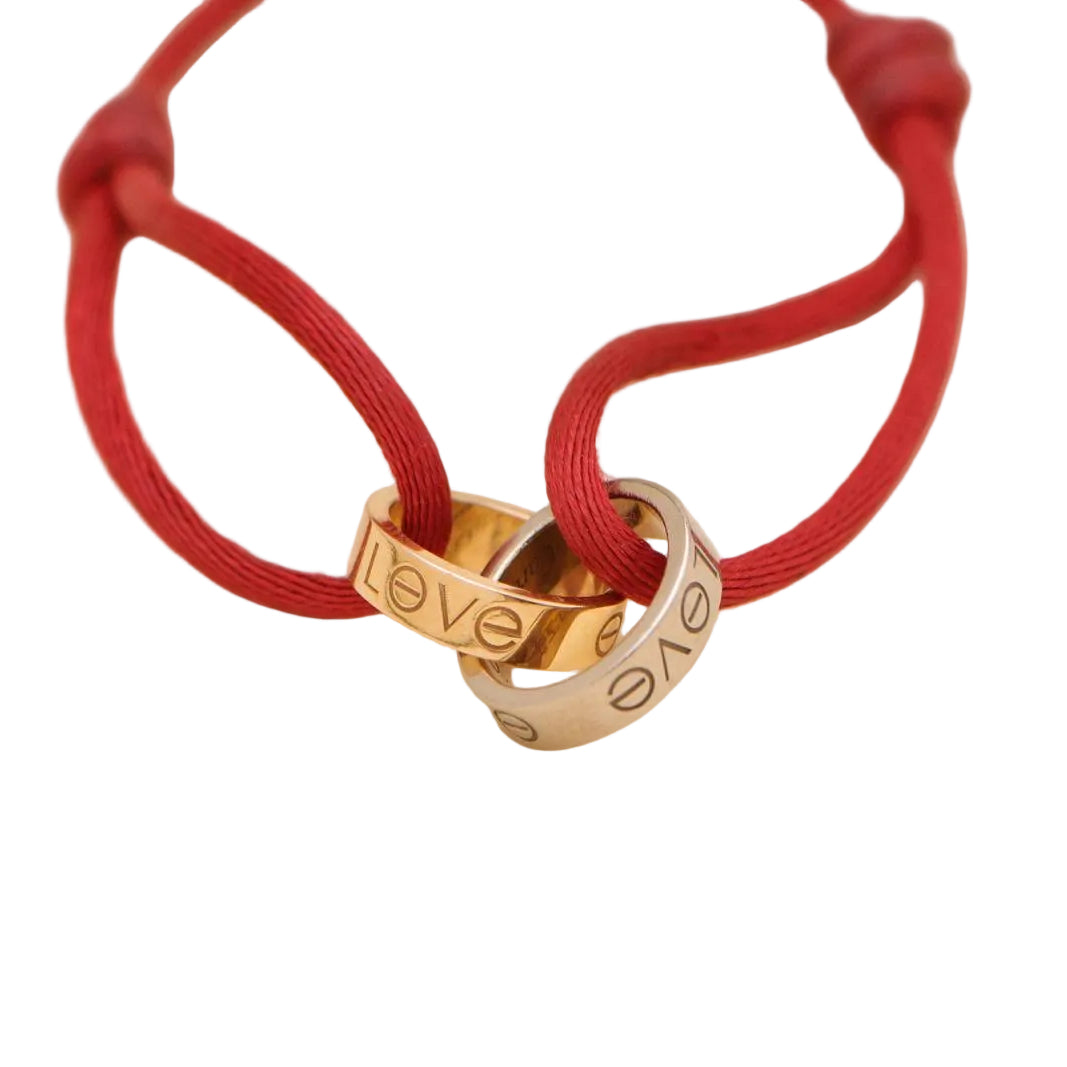 Preowned Authentic Cartier Love Cord Bracelet 18K White and Rose Gold