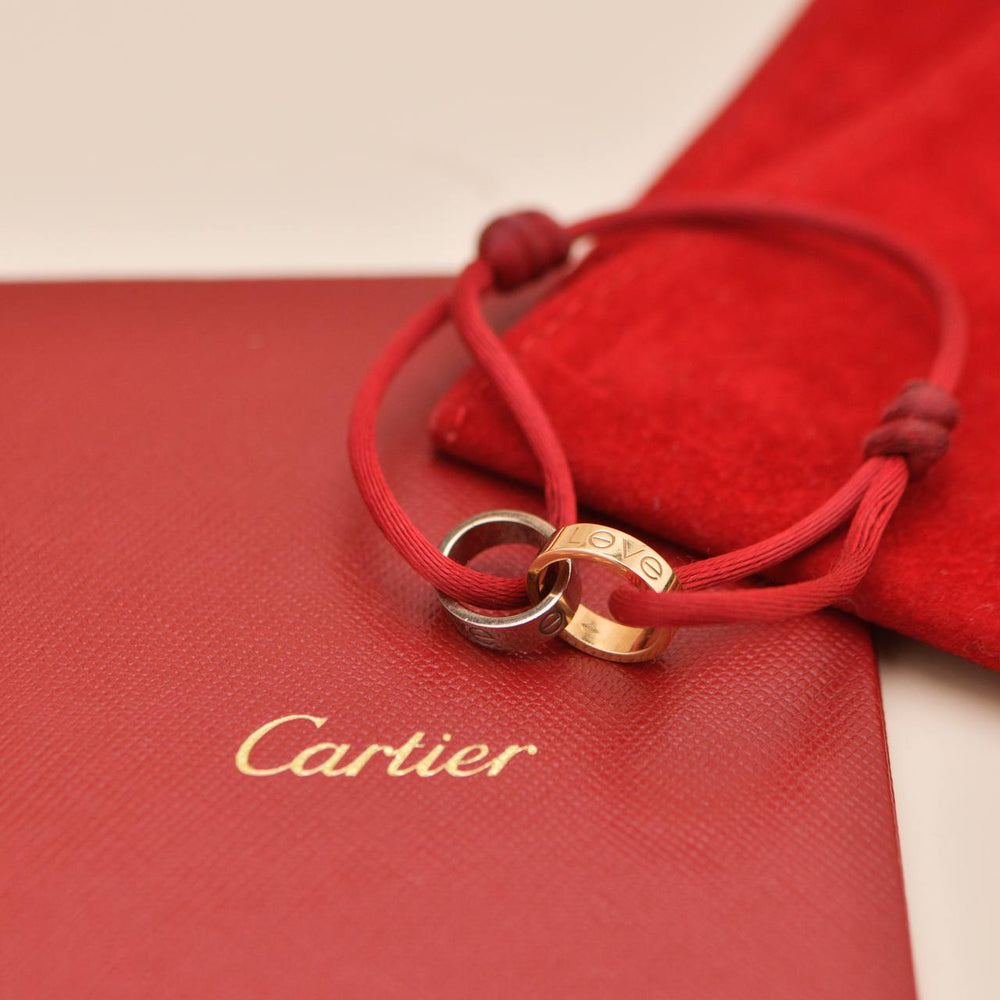 Preowned Authentic Cartier Love Cord Bracelet 18K White and Rose Gold