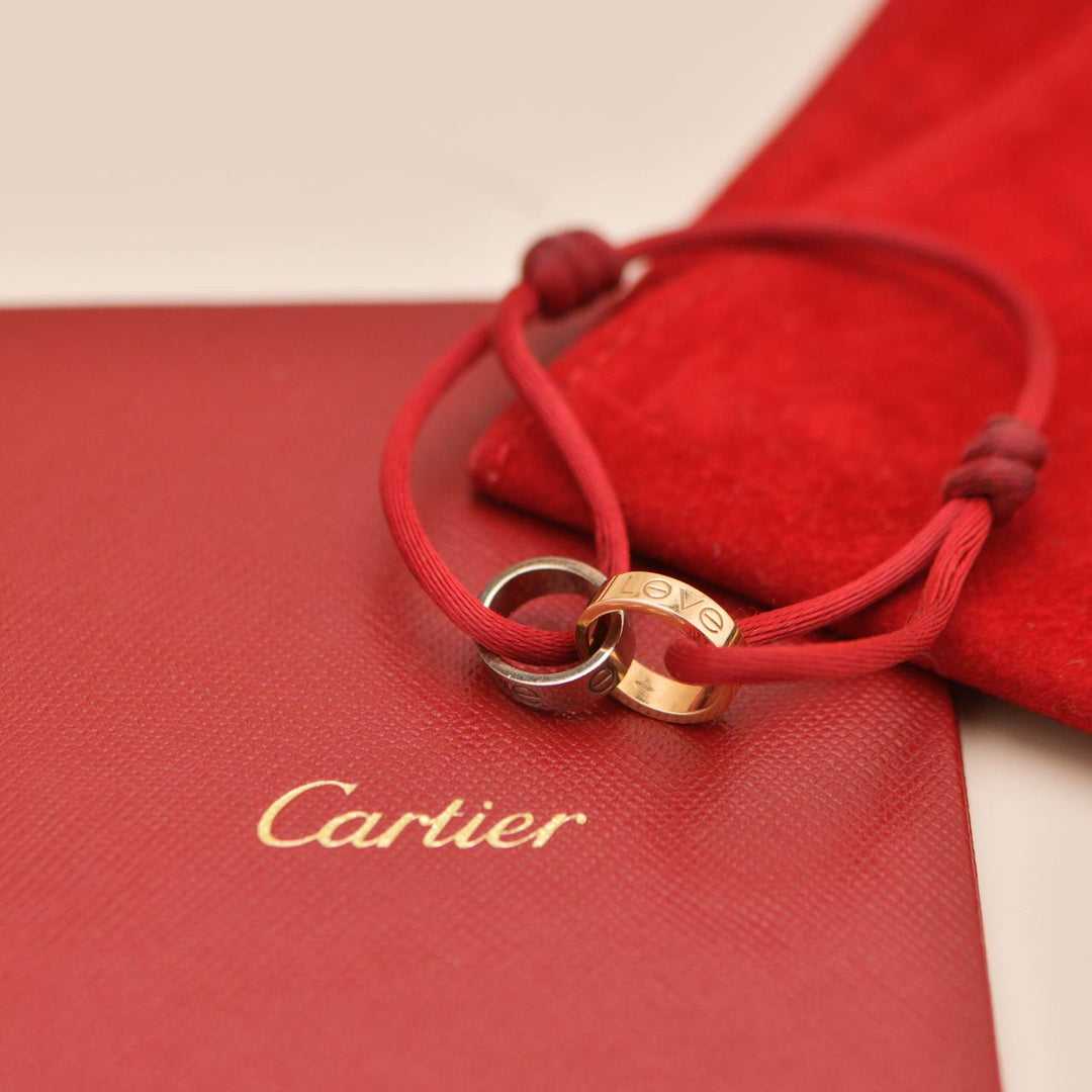 Preowned Authentic Cartier Love Cord Bracelet 18K White and Rose Gold