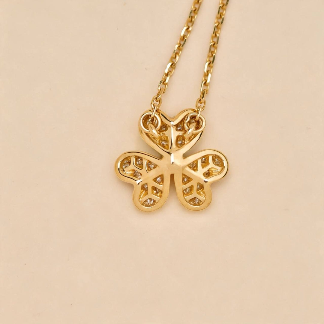 Preowned Authentic Van Cleef Frivole Pavé Diamonds 18K Yellow Gold Pendant