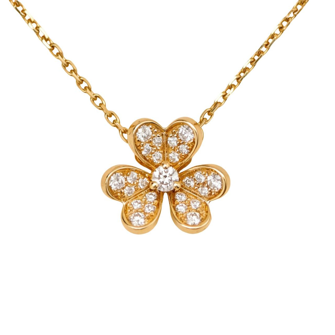 Preloved Authentic Van Cleef & Arpels Frivole Pavé Diamonds 18K Yellow Gold Pendant