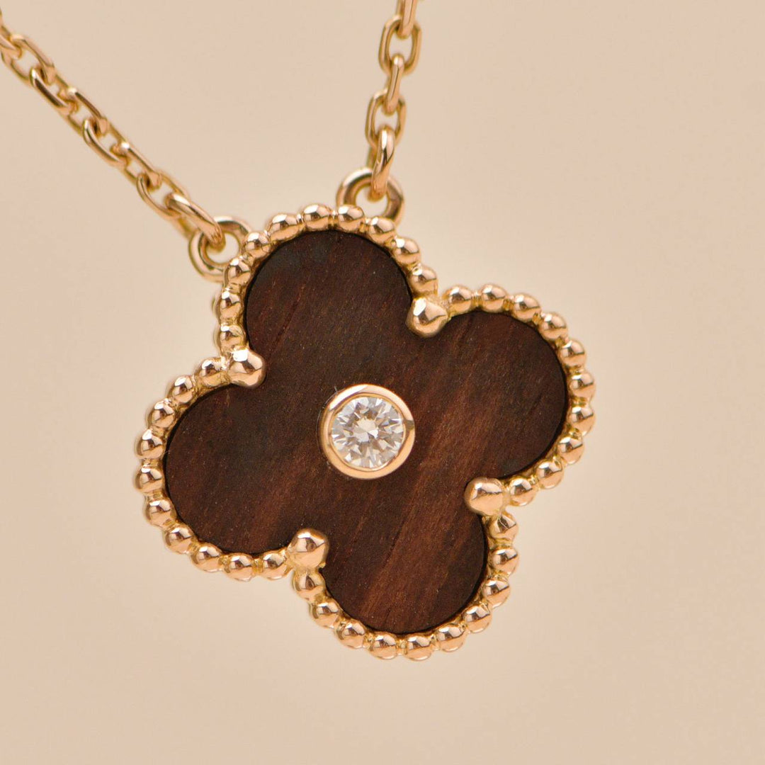 Preloved Van Cleef Alhambra 2017 Holiday Pendant Necklace Bullseye Diamond