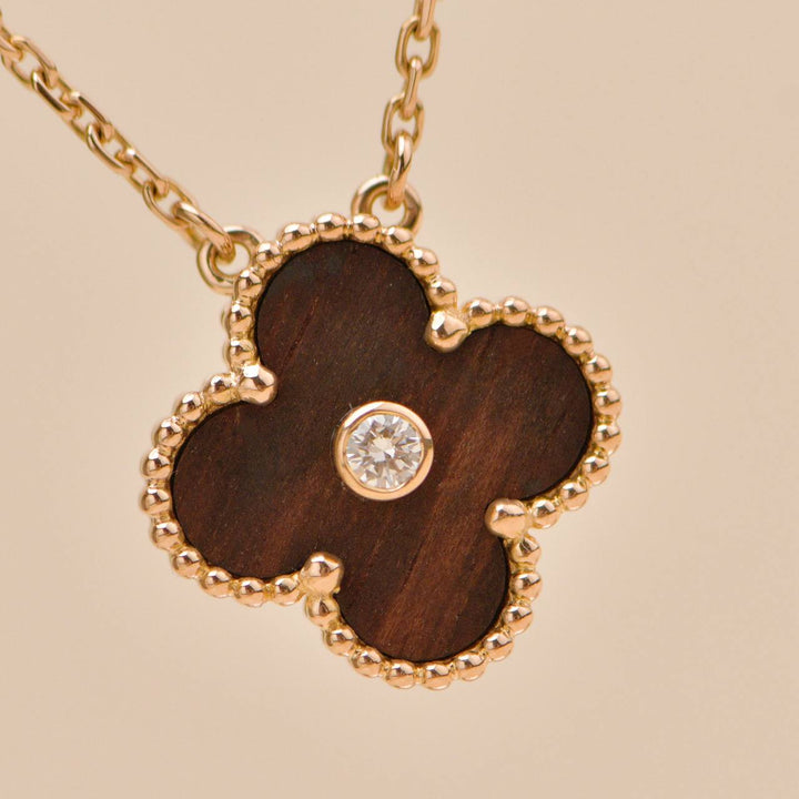 Preloved Van Cleef Alhambra 2017 Holiday Pendant Necklace Bullseye Diamond