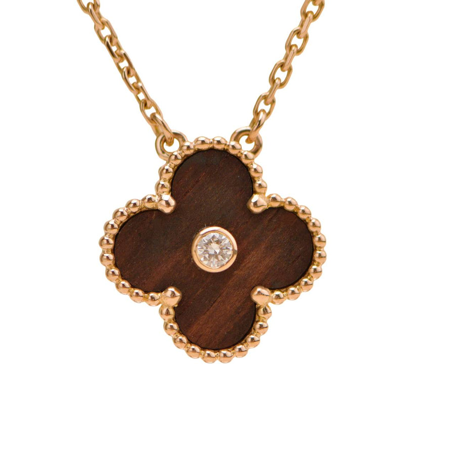 Preloved Authentic Van Cleef & Arpels Alhambra 2017 Holiday Pendant Necklace Bullseye Diamond