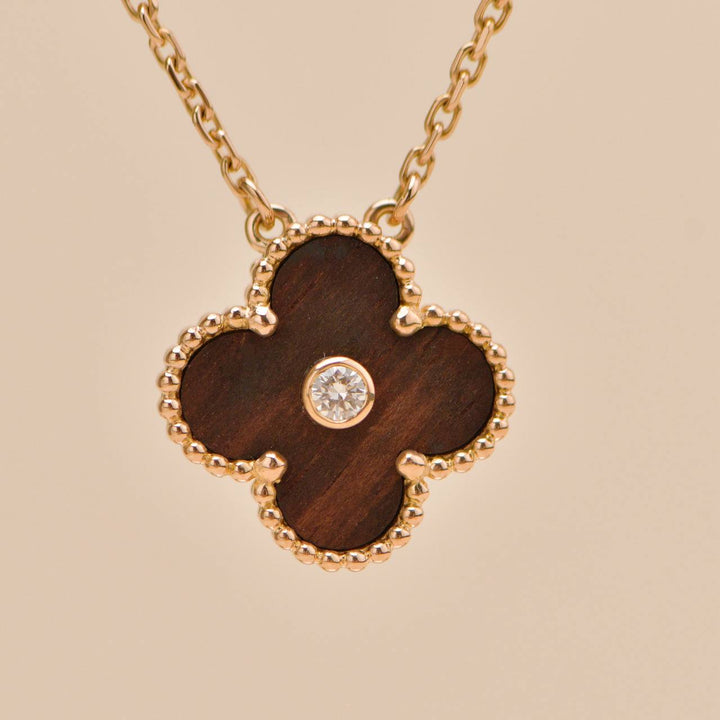 Second Hand Authentic Van Cleef & Arpels Alhambra 2017 Holiday Pendant Necklace Bullseye Diamond