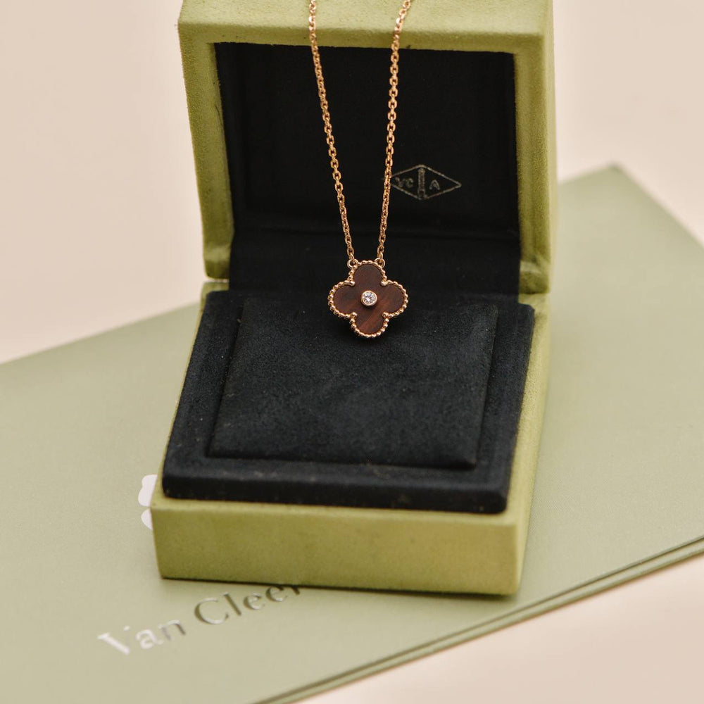 Preowned Authentic Van Cleef & Arpels Alhambra 2017 Holiday Pendant Necklace Bullseye Diamond