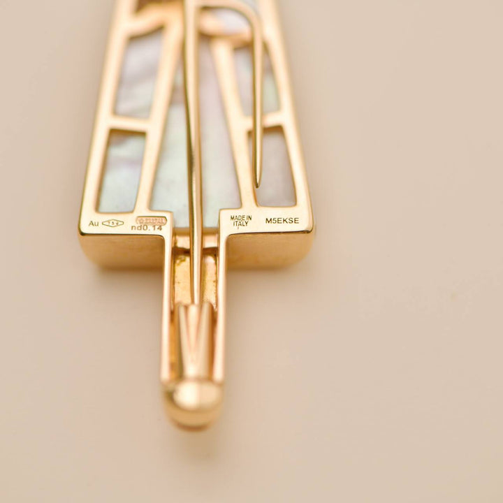 Preowned Bvlgari Gelati Brooch with Pavé Diamonds and Mother-of-Pearl 18k Rose Gold