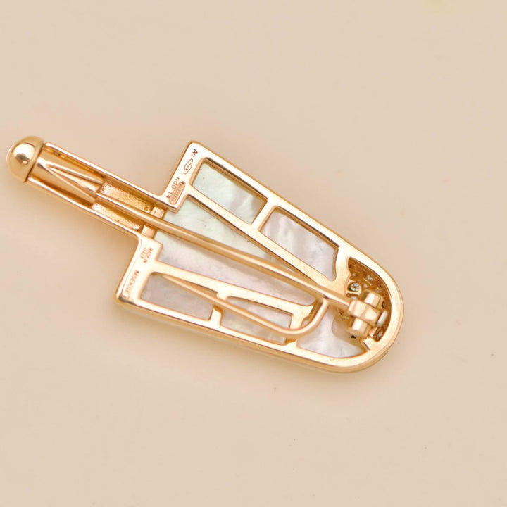 Preloved Bvlgari Gelati Brooch with Pavé Diamonds and Mother-of-Pearl 18k Rose Gold