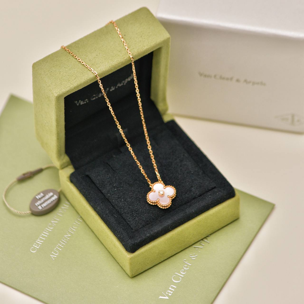 Van Cleef & Arpels 2025 Holiday Pendant Pink Mother of Pearl 18K