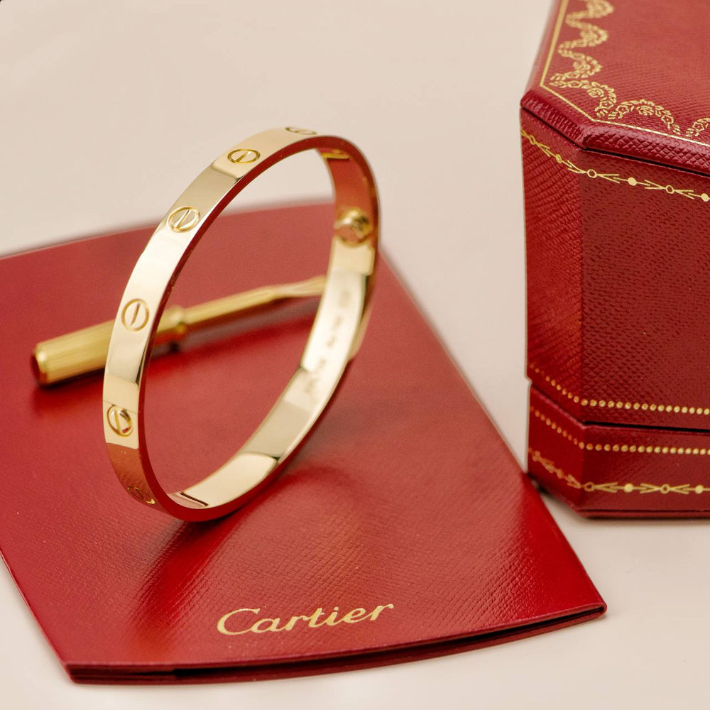 Preowned Cartier Love 18K Yellow Gold Bracelet Size 17