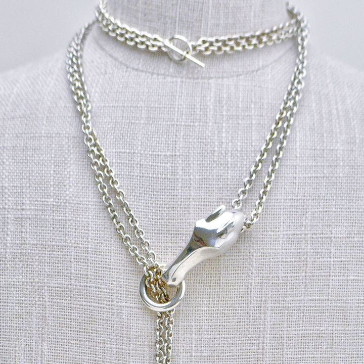 Authentic Preowned Hermès Galop Horse Motif Silver Necklace Large Model