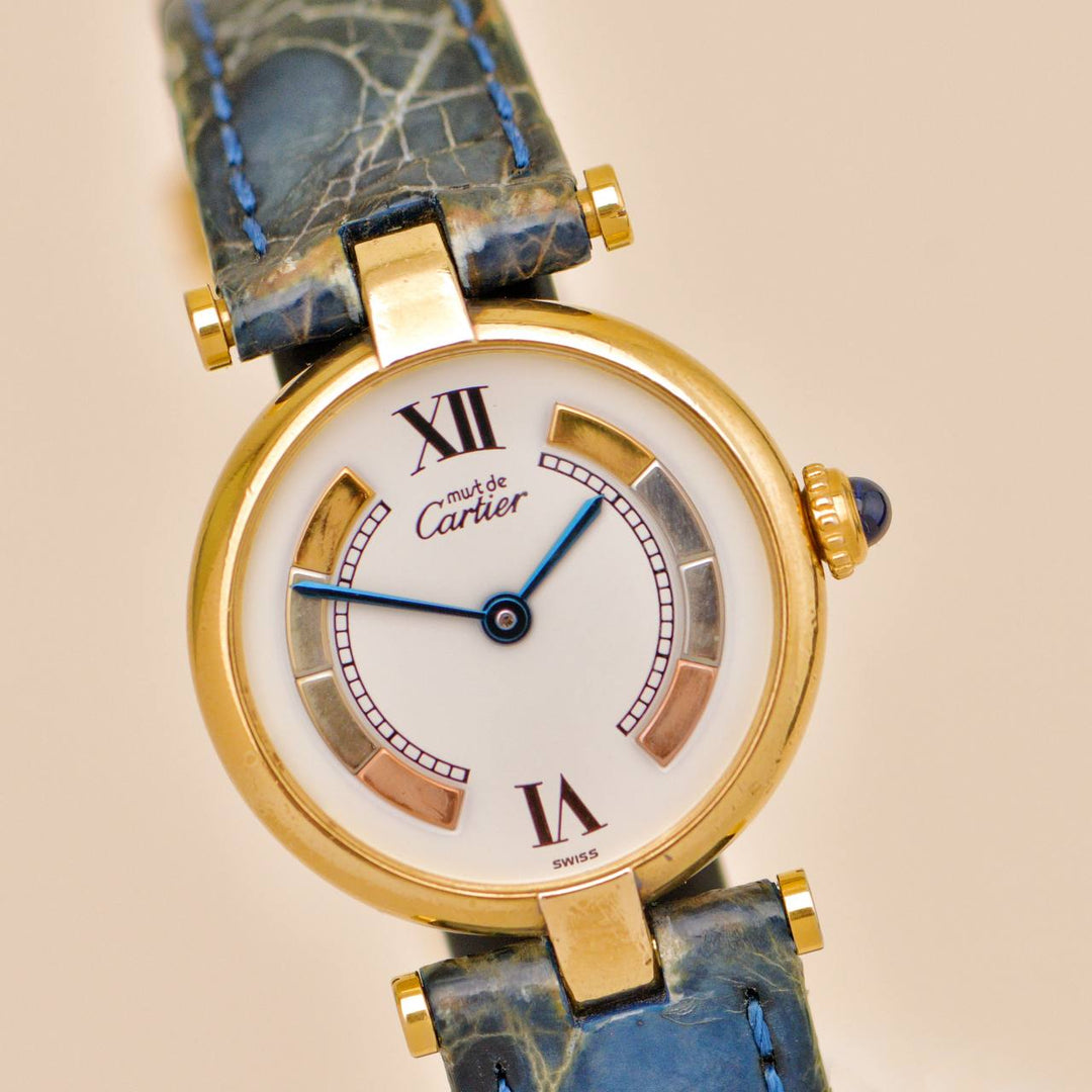 Preowned Cartier Must de Cartier Tri-Colour Vermeil Watch, Small Model (W1006554)