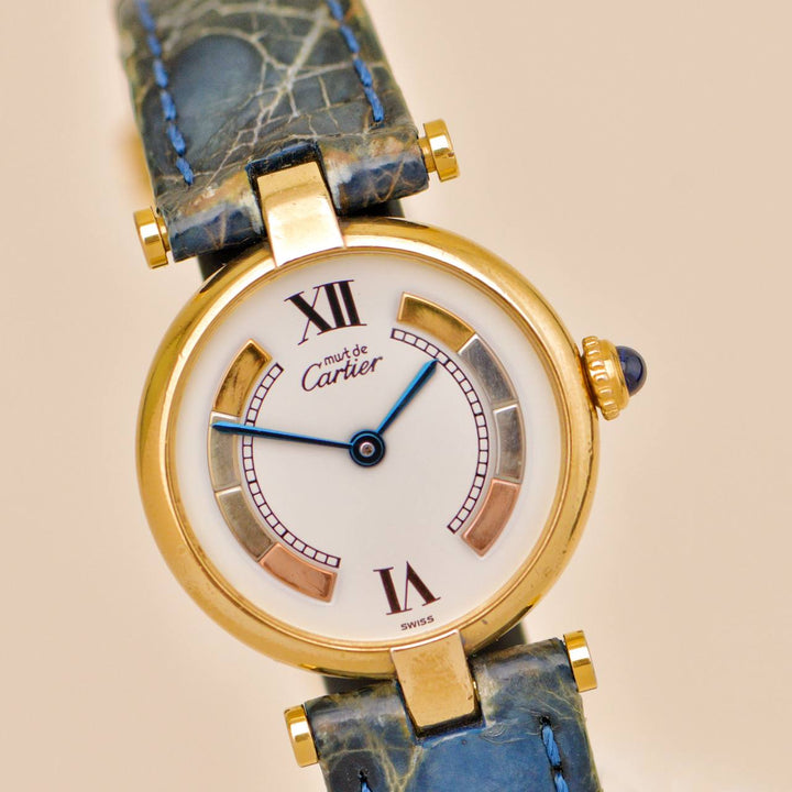Preowned Cartier Must de Cartier Tri-Colour Vermeil Watch, Small Model (W1006554)