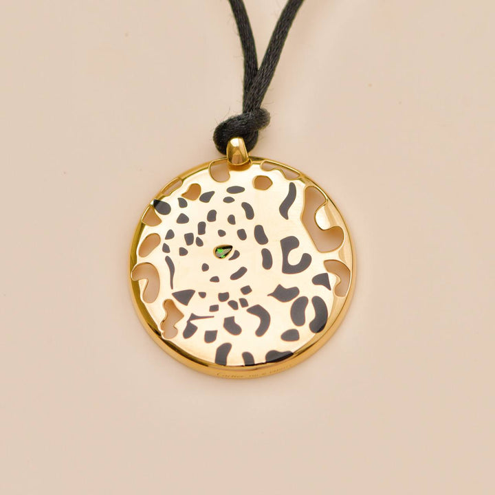 Preloved Authentic Cartier Panthère Enamel Tsavorite Cord Necklace 18K Yellow Gold