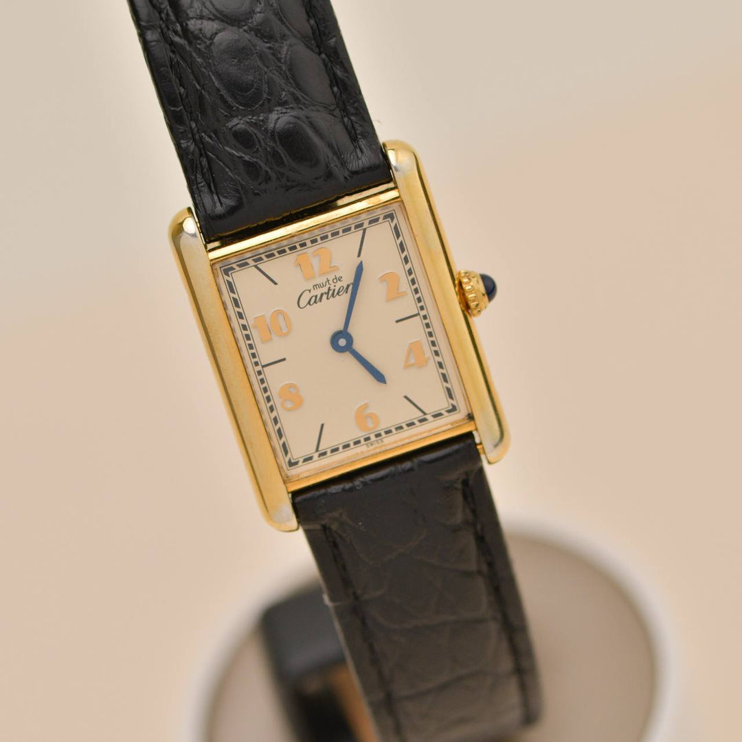 Preowned Authentic Cartier Must de Cartier Tank Vermeil Quartz Wristwatch