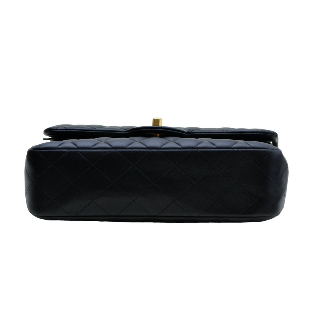 Used Authentic Chanel Small Classic Double Flap Lambskin Black Quilted Bag