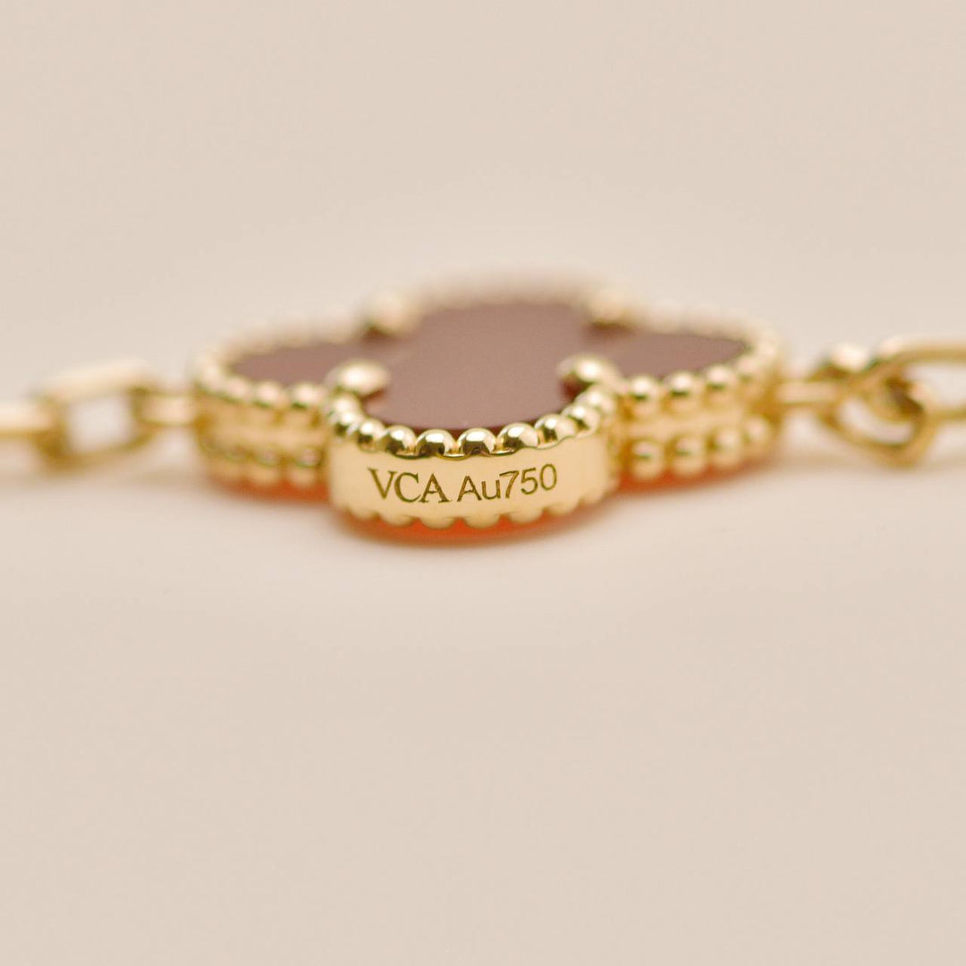 Van Cleef & Arpels Vintage Alhambra Carnelian 5 Motif Bracelet