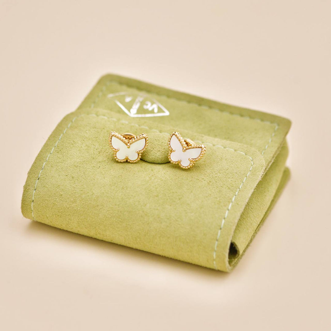 Used Authentic Van Cleef & Arpels Sweet Alhambra Butterfly Mother of Pearl Earstuds