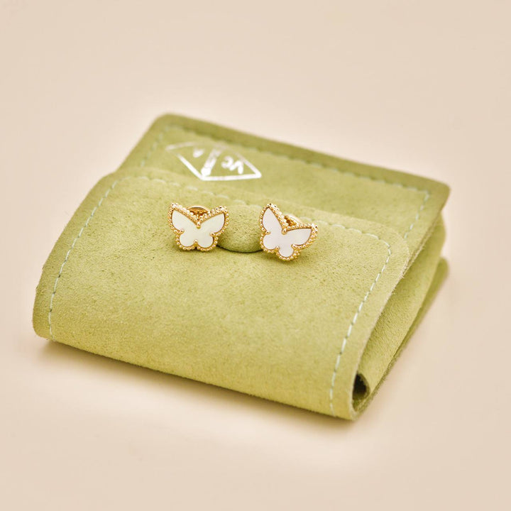 Used Authentic Van Cleef & Arpels Sweet Alhambra Butterfly Mother of Pearl Earstuds
