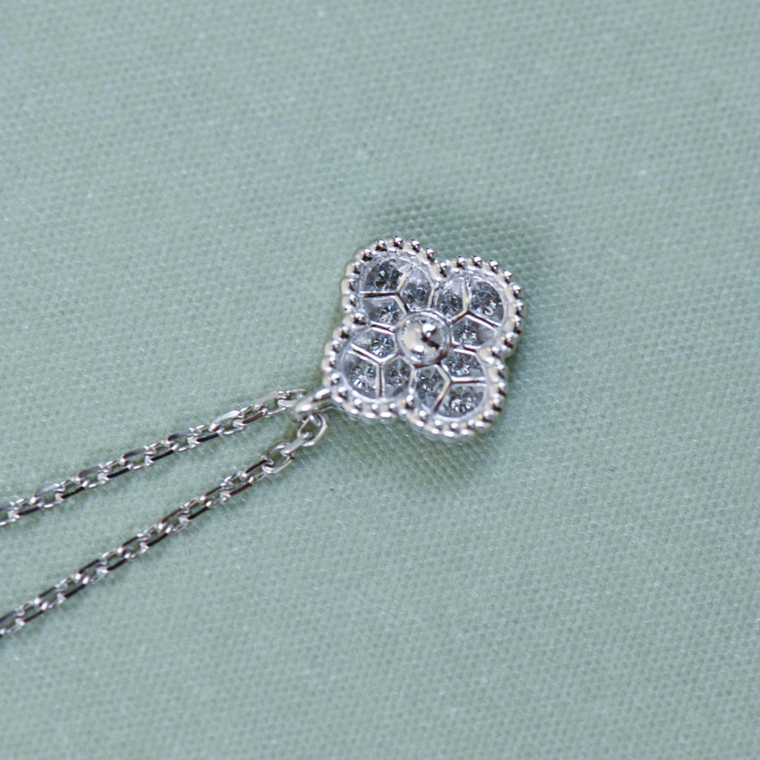 Preloved Van Cleef & Arpels Sweet Alhambra Diamond 18K White Gold Necklace
