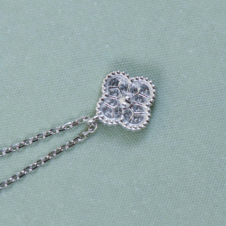 Preloved Van Cleef & Arpels Sweet Alhambra Diamond 18K White Gold Necklace