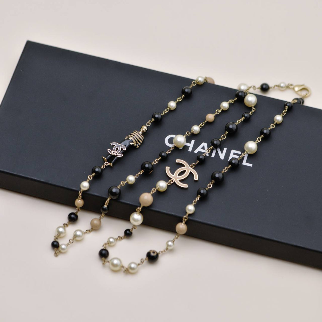 Authentic Preowned Chanel CC Limited Edition Enamel Mademoiselle Faux Pearl Long Necklace