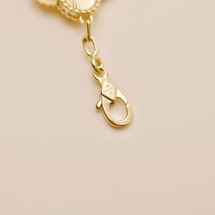 Authentic Van Cleef & Arpels Vintage Alhambra Bracelet Guilloché 5 Motifs 18K Yellow Gold