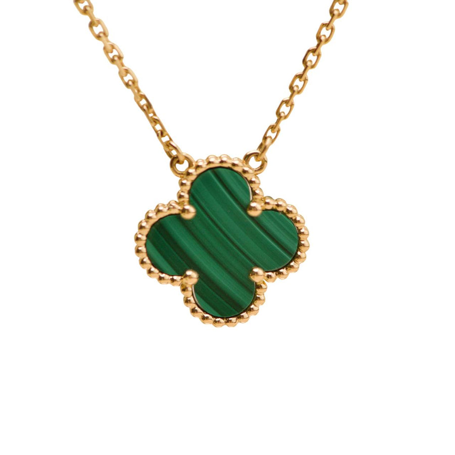 Preloved Authentic Van Cleef & Arpels Vintage Alhambra Malachite Necklace 18K Yellow Gold