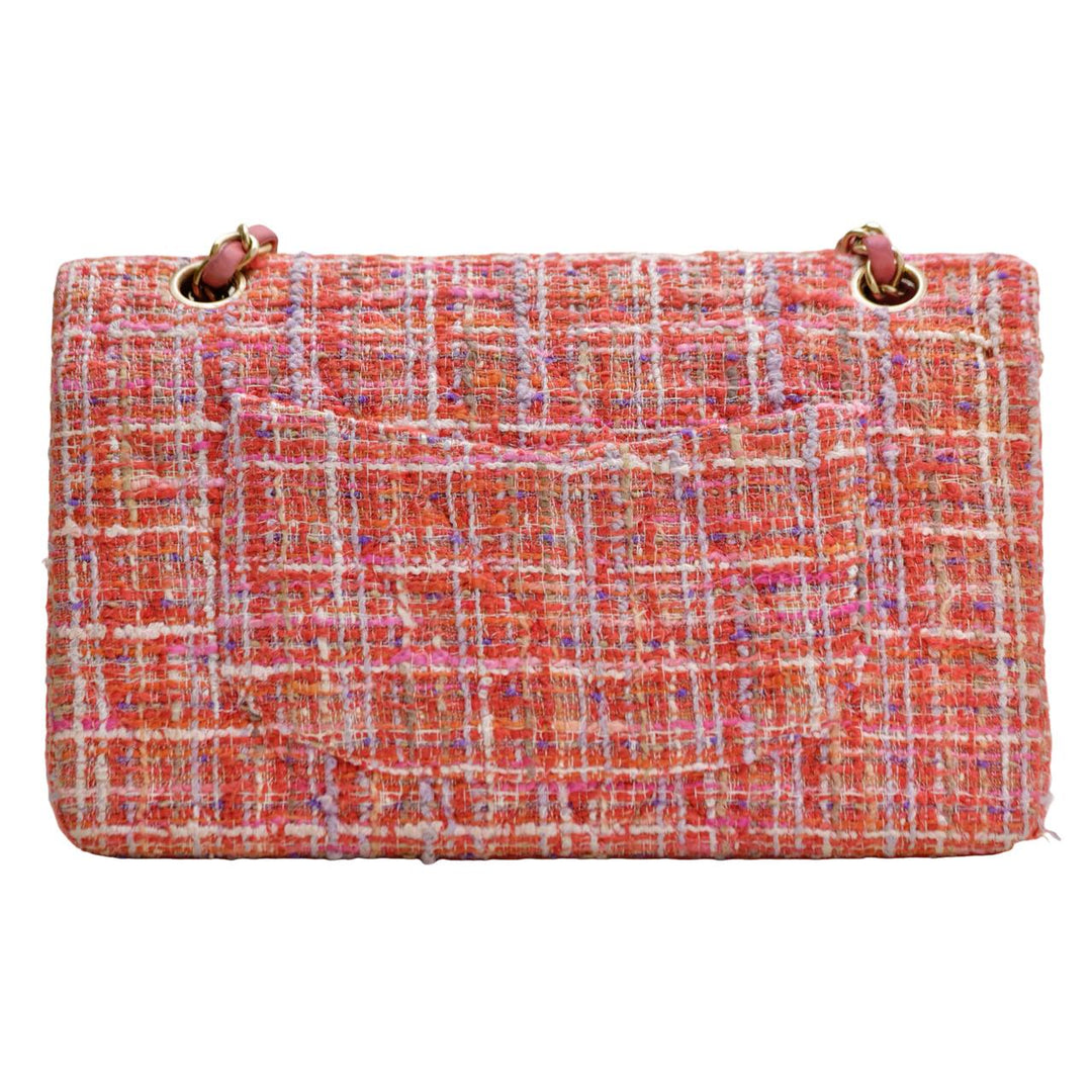 Second Hand Authentic Full set Chanel Double Flap Pink Tweed Quilted Bag